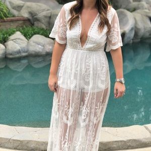 White Lace Maxi dress/romper